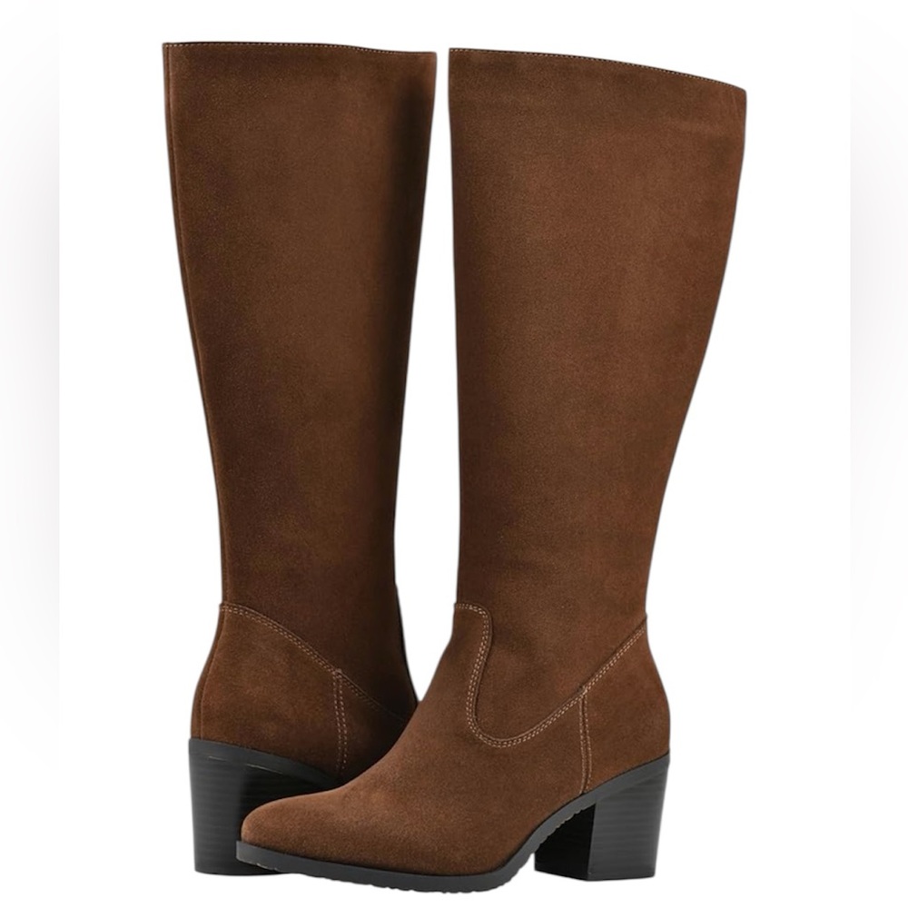Women's Tan Suede Boots 8 wide calf